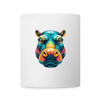 Nilpferd Niedliches Kawaii Cartoon Clipart Tier Gesicht - Tasse - Weiß - Vorne