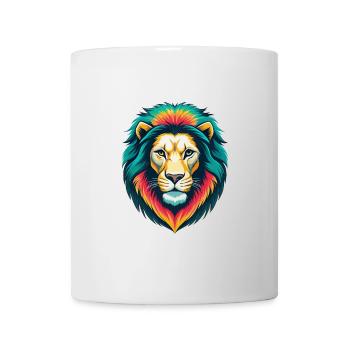 Löwe Niedlich Kawaii Cartoon Clipart Tier Gesicht - Tasse - Weiß - Vorne