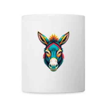 âne mignon kawaii dessin animé clipart visage d’animal - Mug blanc - blanc - Devant