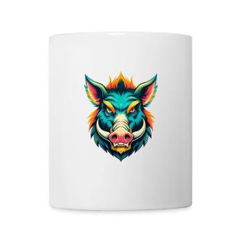 Wildschwein süße Kawaii Cartoon Clipart Tier Gesicht - Tasse - Weiß - Vorne
