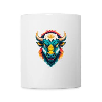 Bison Cute Kawaii Cartoon Clipart Animal Face - Mug - white - Front
