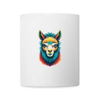 Alpaka Niedliches Kawaii Cartoon Clipart Tier Gesicht - Tasse - Weiß - Vorne