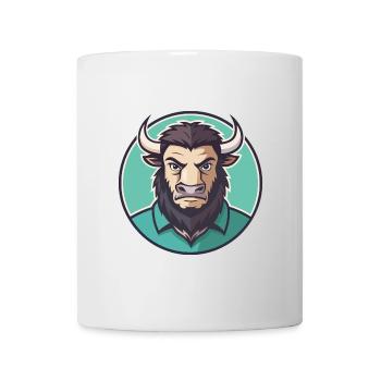 Bison Kawaii Cartoon Character Animal Pet Face - Mug - white - Front