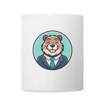 Castor Kawaii Dessin animé Personnage Animal Visage D’animal - Mug blanc - blanc - Devant