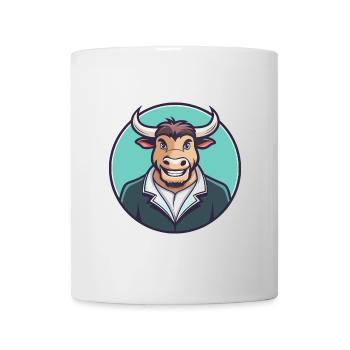 Bull Kawaii Dessin animé Personnage Animal Animal Visage - Mug blanc - blanc - Devant