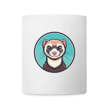 Furet Kawaii Dessin Animé Personnage Animal Animal Visage - Mug blanc - blanc - Devant