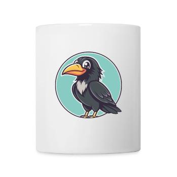 Crow Kawaii Dessin animé Personnage Animal Animal Visage - Mug blanc - blanc - Devant