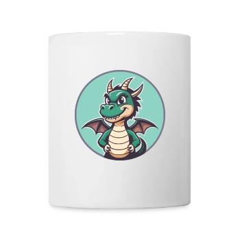 Dragon Kawaii Dessin animé Personnage Animal Animal Visage - Mug blanc - blanc - Devant