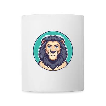 Lion Kawaii Dessin Animé Personnage Animal Animal Visage - Mug blanc - blanc - Devant
