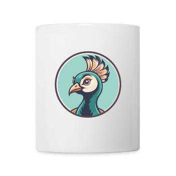 Peacock Kawaii Cartoon Character Animal Pet Face - Mug - white - Front