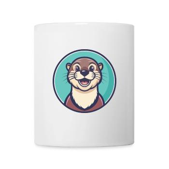 loutre kawaii dessin animé personnage animal visage d’animal - Mug blanc - blanc - Devant