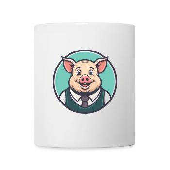Cochon Kawaii Dessin animé Personnage Animal Animal Visage - Mug blanc - blanc - Devant