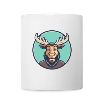 Moose Kawaii Cartoon Character Animal Pet Face - Mug - white - Front