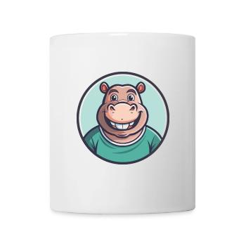 Nilpferd Kawaii Cartoon Figur Tier Haustier Gesicht - Tasse - Weiß - Vorne