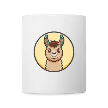 Lama Kawaii Dessin animé Personnage Animal Visage D’animal - Mug blanc - blanc - Devant
