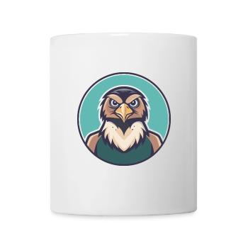 Hawk Kawaii Dessin animé Personnage Animal Animal Visage - Mug blanc - blanc - Devant