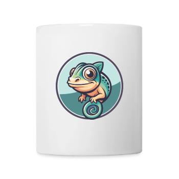 Caméléon Kawaii Dessin animé Personnage Animal Animal Visage - Mug blanc - blanc - Devant
