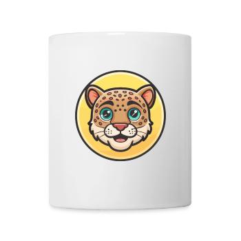 Léopard Kawaii Dessin animé Personnage Animal Visage D’animal - Mug blanc - blanc - Devant
