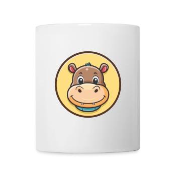 Nilpferd Kawaii Cartoon Figur Tier Haustier Gesicht - Tasse - Weiß - Vorne