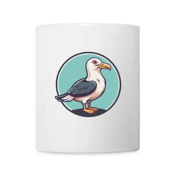 Seagull Kawaii Cartoon Character Animal Pet Face - Mug - white - Front