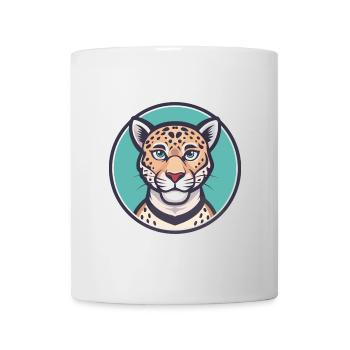 Léopard Kawaii Dessin animé Personnage Animal Visage D’animal - Mug blanc - blanc - Devant