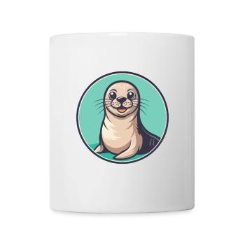 Seal Kawaii Cartoon Character Animal Pet Face - Mug - white - Front