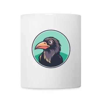 Raven Kawaii Cartoon Character Animal Pet Face - Mug - white - Front