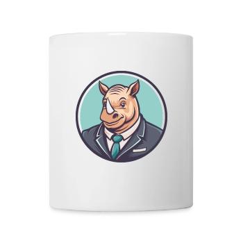 rhinocéros kawaii dessin animé personnage animal visage d’animal de compagnie - Mug blanc - blanc - Devant