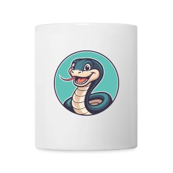 Serpent Kawaii Dessin animé Personnage Animal Animal Visage - Mug blanc - blanc - Devant