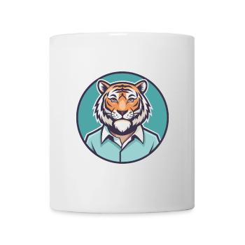 Tigre Kawaii Dessin animé Personnage Animal Animal Visage - Mug blanc - blanc - Devant