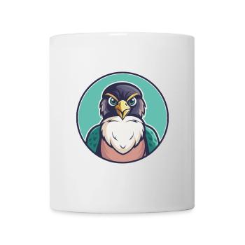 Falcon Kawaii Cartoon Character Animal Pet Face - Mug - white - Front