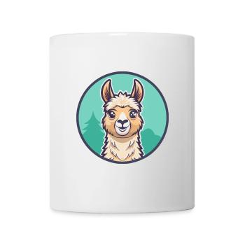 Lama Kawaii Dessin animé Personnage Animal Visage D’animal - Mug blanc - blanc - Devant