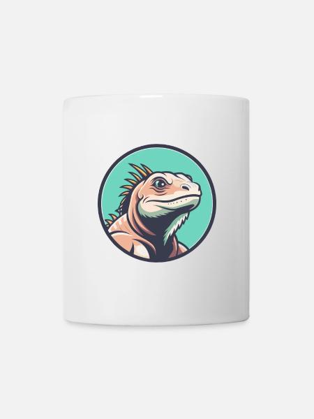 Leguan Kawaii Cartoon Figur Tier Haustier Gesicht - Tasse - Weiß