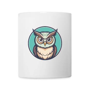 Eule Kawaii Cartoon Figur Tier Haustier Gesicht - Tasse - Weiß - Vorne