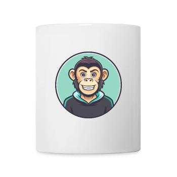 Monkey Kawaii Cartoon Character Animal Pet Face - Mug - white - Front