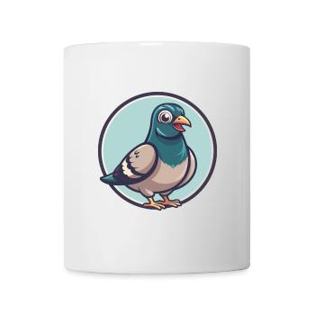 Taube Kawaii Cartoon Figur Tier Haustier Gesicht - Tasse - Weiß - Vorne