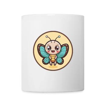 Butterfly Kawaii Cartoon Character Animal Pet Face - Mug - white - Front