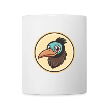Crow Kawaii Cartoon Character Animal Pet Face - Mug - white - Front
