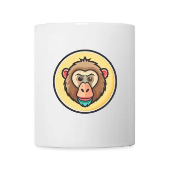 Babouin Kawaii Dessin animé Personnage Animal Animal Visage - Mug blanc - blanc - Devant