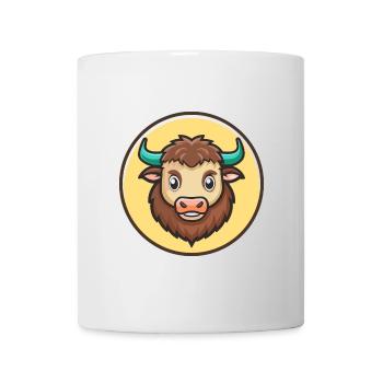 Buffalo Kawaii Cartoon Character Animal Pet Face - Mug - white - Front