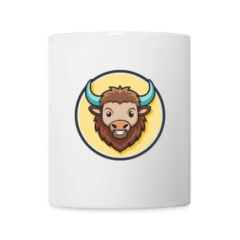 Bison Kawaii Cartoon Character Animal Pet Face - Mug - white - Front
