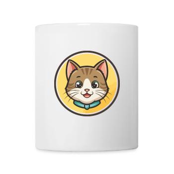 Chat Kawaii Dessin Animé Personnage Animal Animal Visage - Mug blanc - blanc - Devant