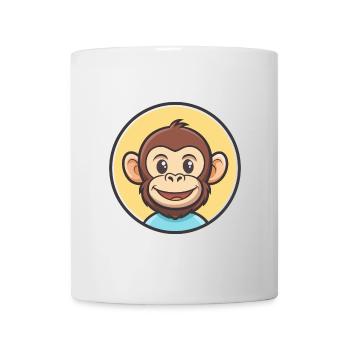 Monkey Kawaii Cartoon Character Animal Pet Face - Mug - white - Front