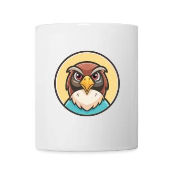 Faucon Kawaii Dessin animé Personnage Animal Animal Visage - Mug blanc - blanc - Devant