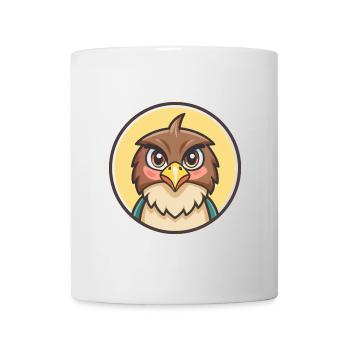 Hawk Kawaii Cartoon Character Animal Pet Face - Mug - white - Front