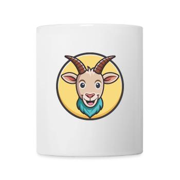 Chèvre Kawaii Dessin animé Personnage Animal Animal Visage - Mug blanc - blanc - Devant
