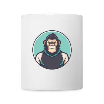 Gorilla Kawaii Cartoon Figur Tier Haustier Gesicht - Tasse - Weiß - Vorne