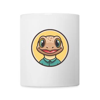 Eidechse Kawaii Cartoon Figur Tier Haustier Gesicht - Tasse - Weiß - Vorne