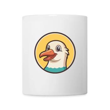 Mouette Kawaii Dessin Animé Personnage Animal Animal Visage - Mug blanc - blanc - Devant