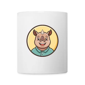 Rhino Kawaii Cartoon Character Animal Pet Face - Mug - white - Front